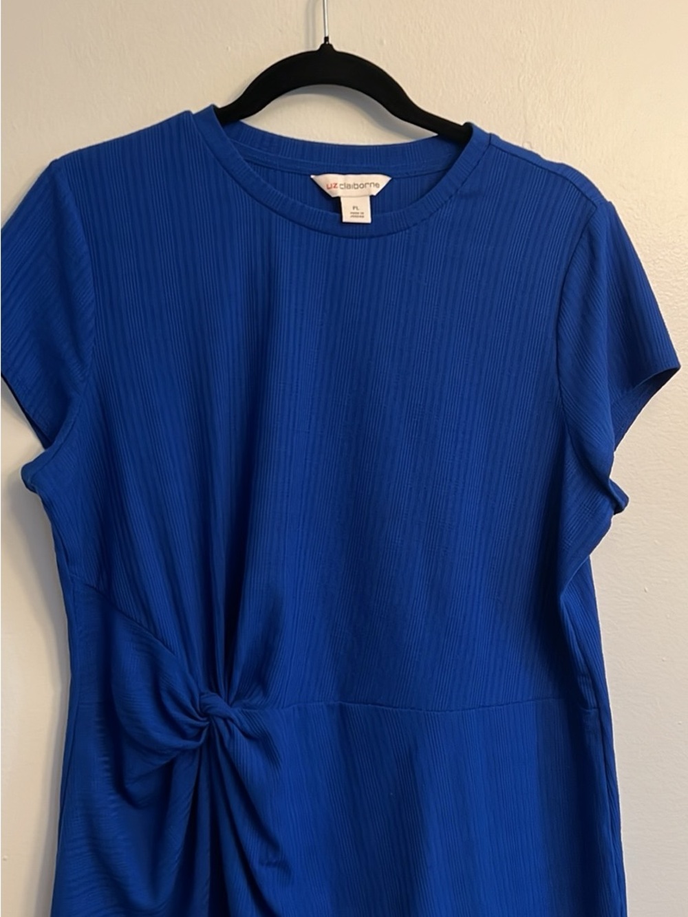 Liz Claiborne Cobalt Blue Short-Sleeve Twist Front Top